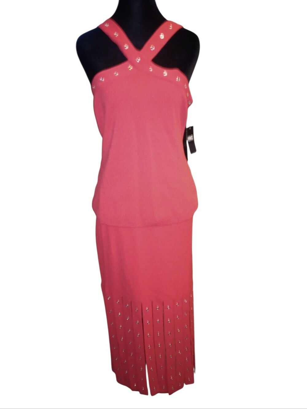 I.N.C. International Concepts Cherry/Silver Top And Skirt, NWT